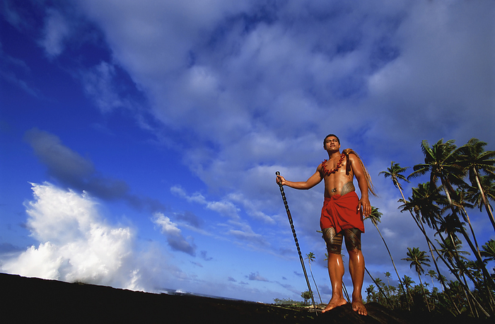 Samoan With Body Tattoo In Traditional Attire; Savaii Island, Samoa, by David Kirkland / Design Pics