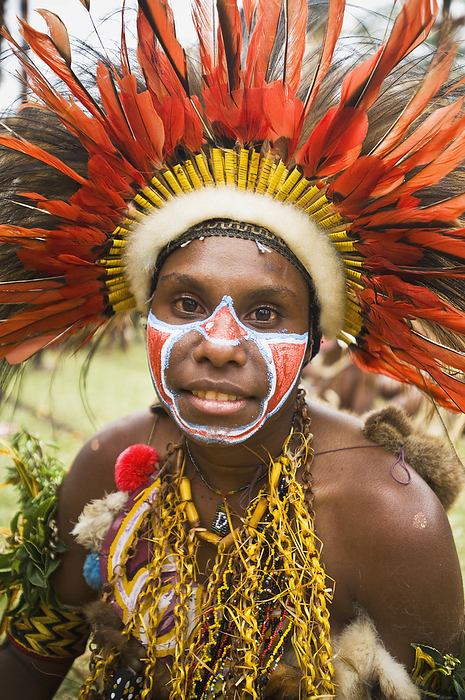 Papua New Guinea Performer Wearing Traditional Costume At The Gokoka Show  Eastern Highlands, Papua New Guinea, by David Kirkland   Design Pics