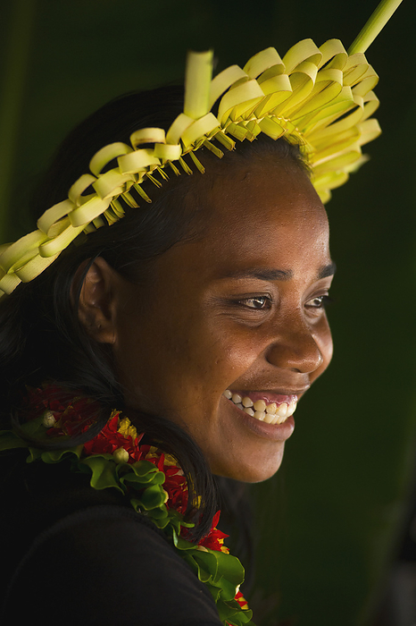 Young Kiribati Woman In Traditional Dress; Kiribati Islands, by David Kirkland / Design Pics