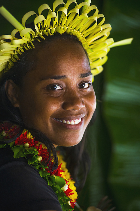 Young Kiribati Woman In Traditional Dress; Kiribati Islands, by David Kirkland / Design Pics