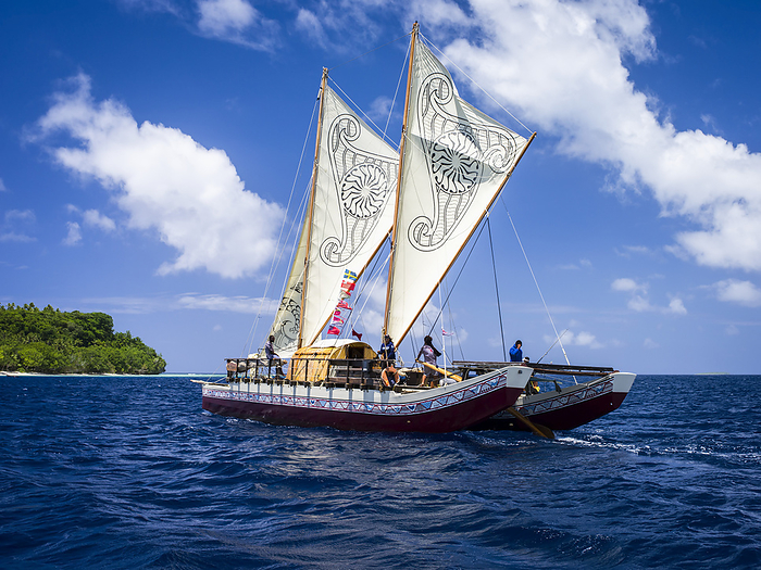 A Vaka (Traditional Sailing Vessel) In Tonga Waters; Vavau, Tonga Islands, by David Kirkland / Design Pics