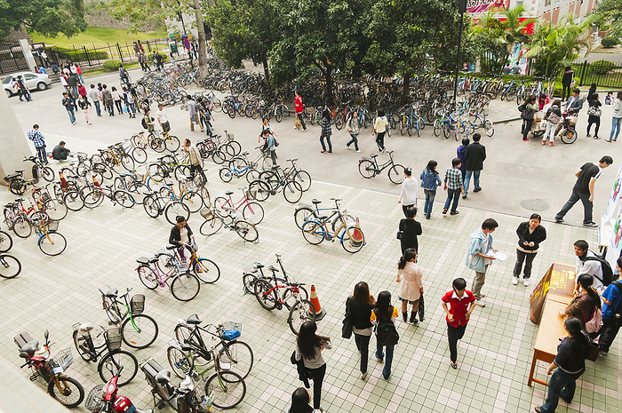 Fujian, China Bicycle Parking Near To The University Restaurant  Xiamen, Fujian Province, China, by Luis Martinez   Design Pics