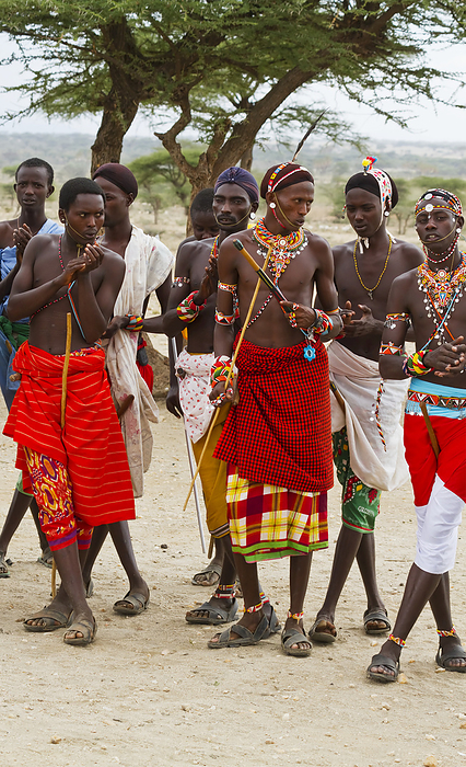 Kenya Samburu Men Singing And Dancing, Samburu County  Kenya, by Peter Langer   Design Pics