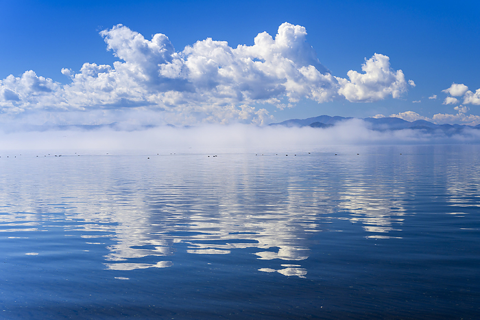 Lake Inawashiro in the morning mist Fukushima Pref.