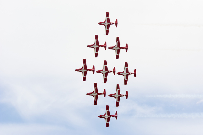 Canada Red Demonstration Military Jet In Diamond Formation  Lethbridge, Alberta, Canada, by Philippe Widling   Design Pics
