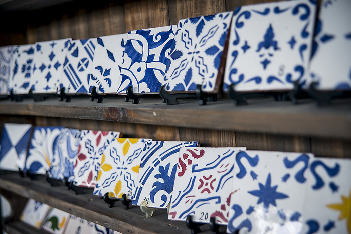 Traditional Tiles On Display At Vieira Pottery; Lagoa, Sao Miguel, Azores, Partugal, by Dosfotos / Design Pics