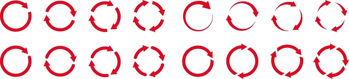 Set of red looping arrows