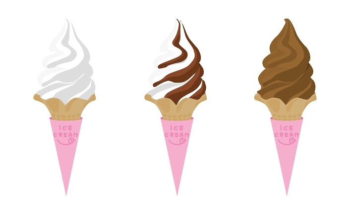Soft ice cream illustration set