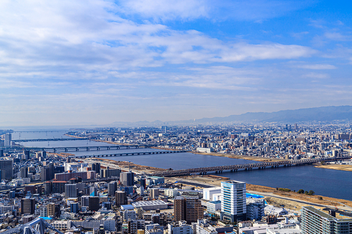 View toward Kobe from the Umeda Sky Building Hanging Garden Observatory
