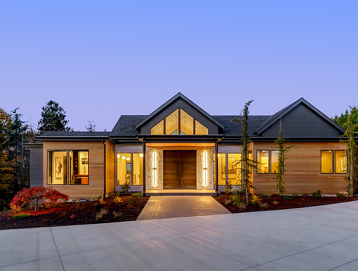 New Contemporary Style Luxury Home Exterior, by Cavan Images / Justin Krug