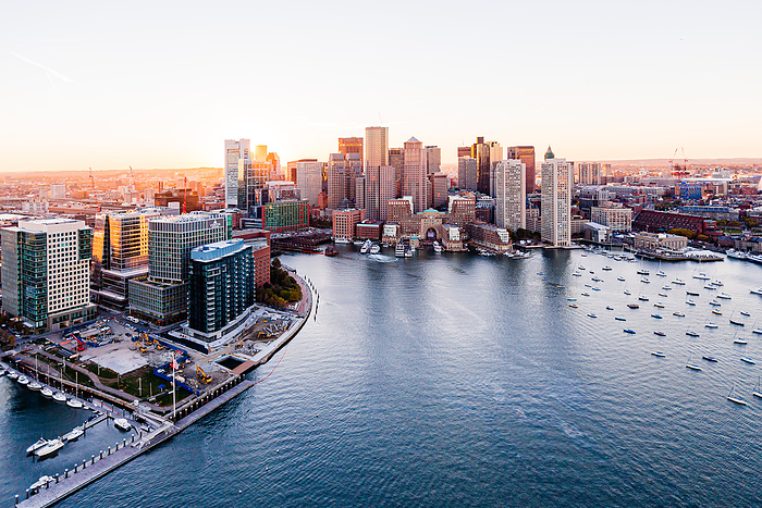 South Boston Waterfront Aerial Sunset Photography, by Cavan Images / Toby Harriman
