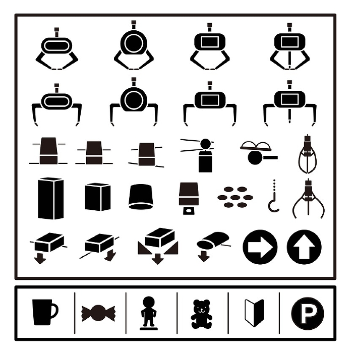 Crane Game Icon Illustration Set
