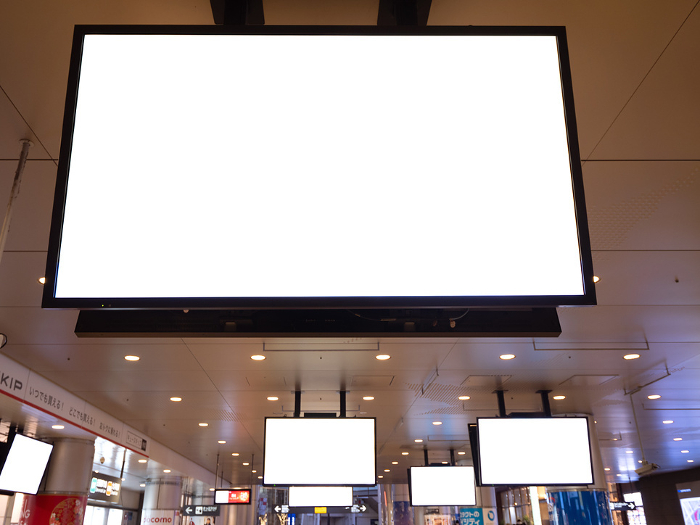 Digital signage installed in public spaces