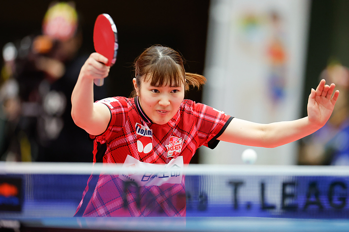 2023 24 T League Asuka Sasao  Red Elf , February 4, 2024   Table Tennis :. LEAGUE between Nippon Paint Mallets   Nippon Life Red Elf  Red Elf , Match 3 at Higashi Osaka Arena, Osaka, Japan.  Photo by Nippon Paint Mallets T.LEAGUE AFLO 