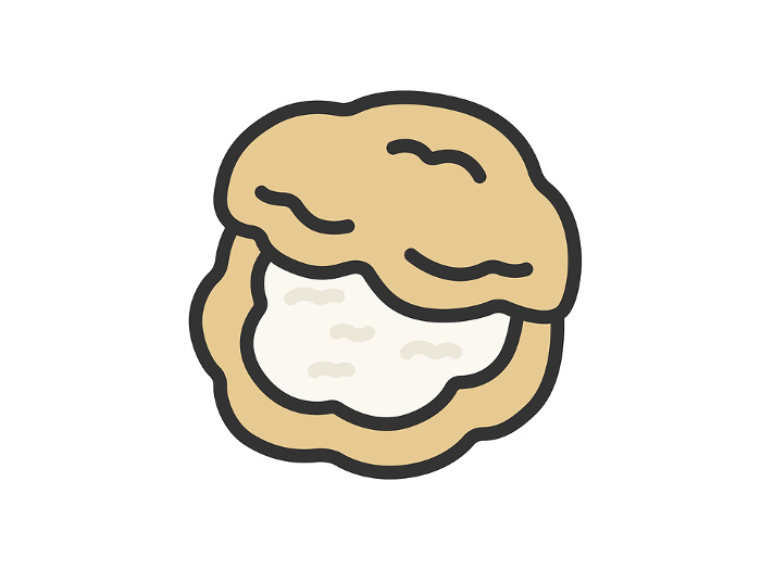 Cream puff icon(line drawing color)