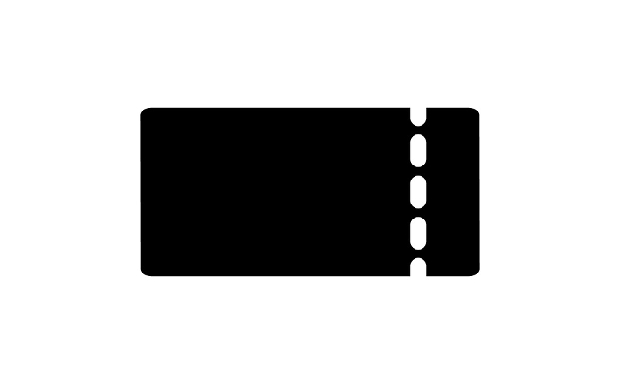 Black silhouette icon of ticket with cutout line