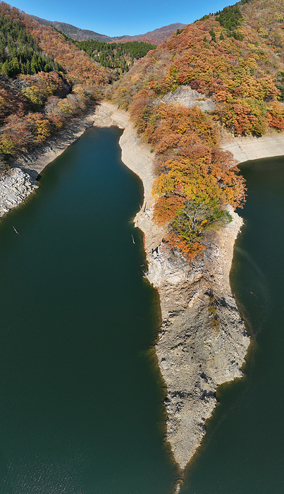 Saso River Reservoir and Autumn Leaves Fukui Prefecture
