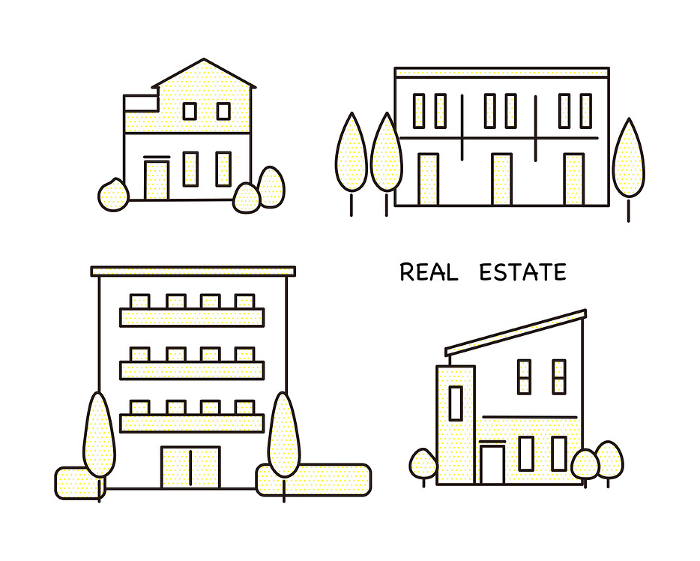 New houses, apartments, condominiums - real estate images vector set material