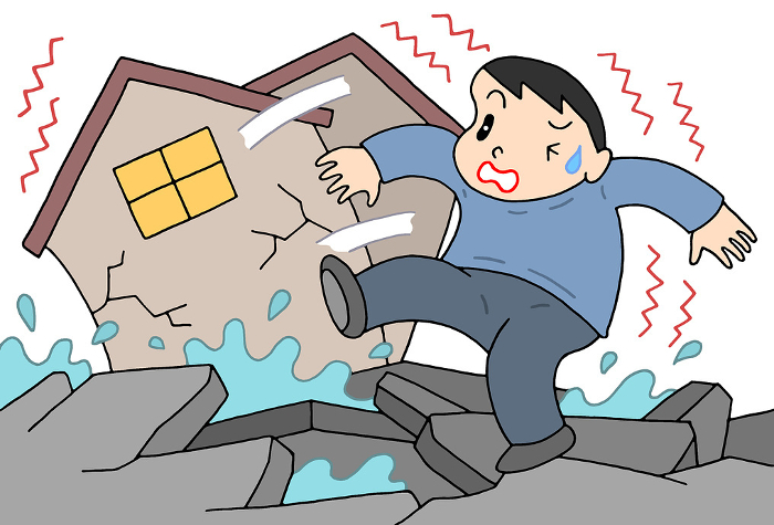 Clip art of natural disaster - earthquake, ground crack, liquefaction