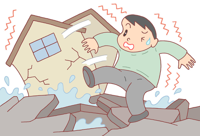 Clip art of natural disaster - earthquake, ground crack, liquefaction