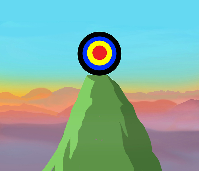 Sports target on top of mountain peak