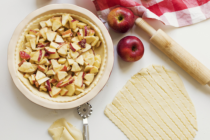 Baking of American apple pie