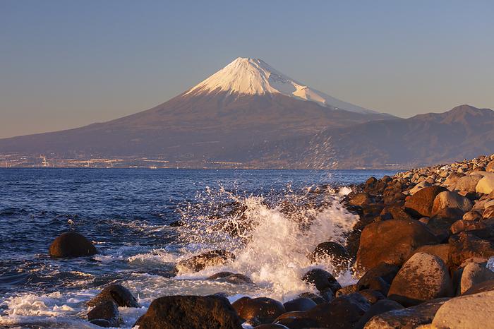 Fuji and the evening waves from Cape Mihama, Shizuoka Prefecture