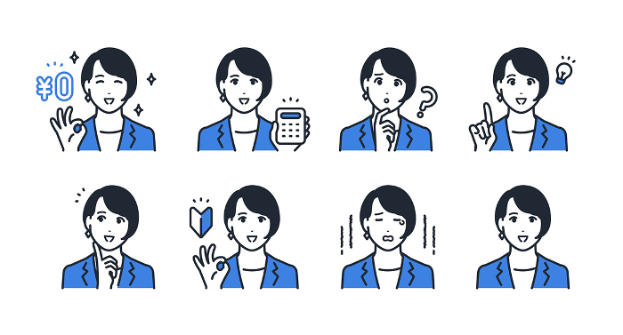 young businesswoman facial expression icon set Web graphics