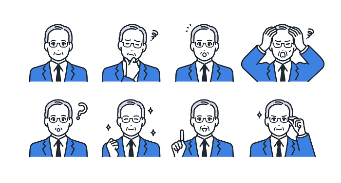 manager male expression icons illustration set
