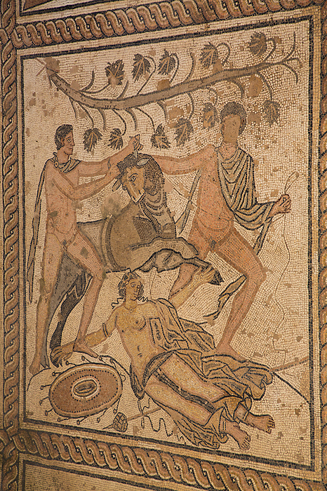 Floor Mosaic,  The Punishment of Dirce , Pula, Croatia Roman Floor Mosaic, The Punishment of Dirce, Pula, Croatia, Europe, by Richard Maschmeyer