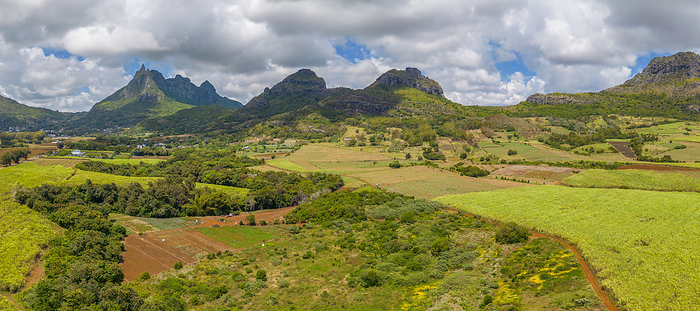 Aerial view of Long Mountain and fields at Long Mountain, Mauritius, Indian Ocean, Africa Aerial view of Long Mountain and fields at Long Mountain, Mauritius, Indian Ocean, Africa, by Frank Fell