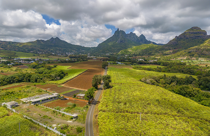 Aerial view of Long Mountain and fields at Long Mountain, Mauritius, Indian Ocean, Africa Aerial view of Long Mountain and fields at Long Mountain, Mauritius, Indian Ocean, Africa, by Frank Fell