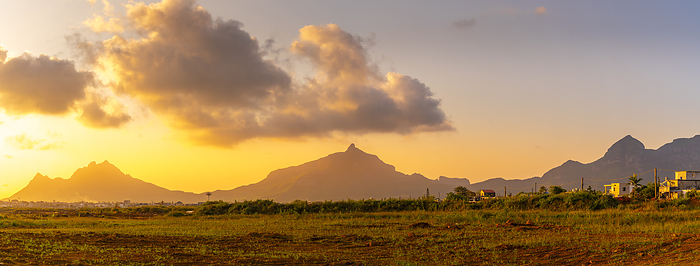 View of Long Mountains at sunset near Beau Bois, Mauritius, Indian Ocean, Africa View of Long Mountains at sunset near Beau Bois, Mauritius, Indian Ocean, Africa, by Frank Fell