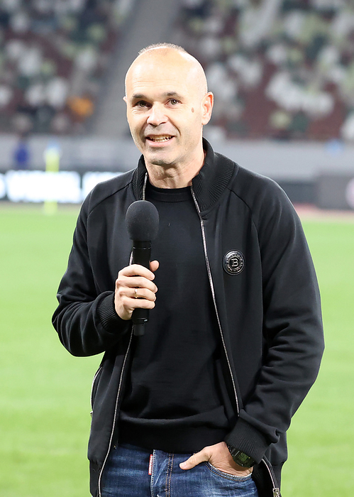 MLS s Inter Miami CF plays against Japan s Vissel Kobe at a friendly match February 7, 2024, Tokyo, Japan   Spain s legendary player Andres Iniesta delivers a speech before starting a friendly match between Major League Soccer s  MLS  Inter Miami CF and J League champion Vissel Kobe at Japan s national stadium in Tokyo on Wednesday, February 7, 2024. Vissel Kobe defeated Inter Miami CF by penalty shootout 0 0  4 3 .    photo by Yoshio Tsunoda AFLO 