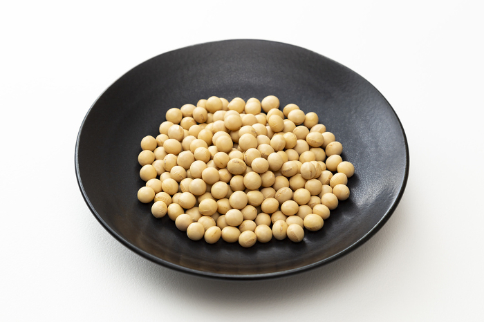 Soybeans on white background