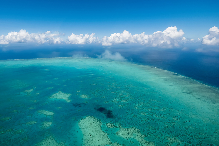 Aerial view of the Great Barrier Reef, the world's largest coral reef; Queensland, Australia, by Michael Melford / Design Pics