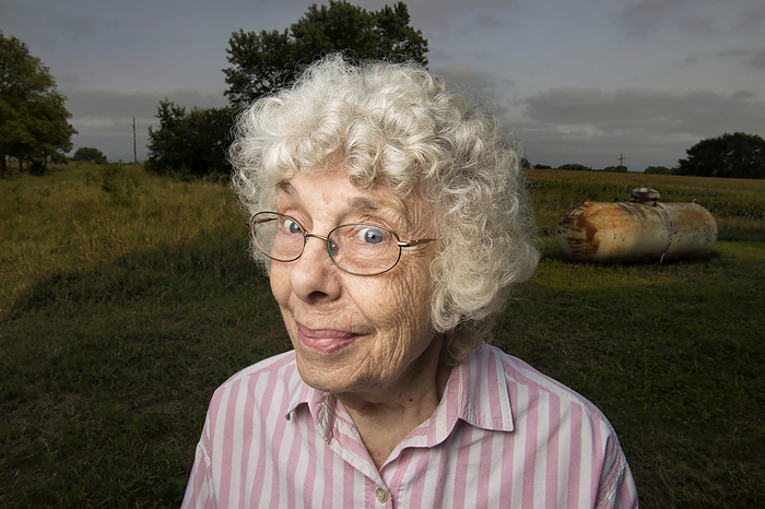 Portrait of an elderly woman on an old farm; Bennet, Nebraska, United States of America, by Joel Sartore Photography / Design Pics