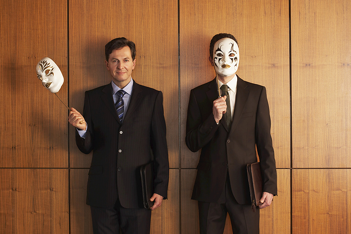 Businessmen with Theatrical Masks, by Masterfile / Design Pics