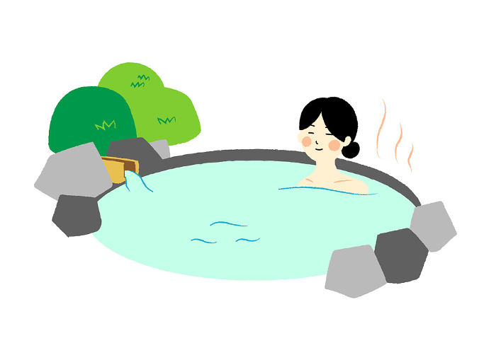 Woman in the open-air bath