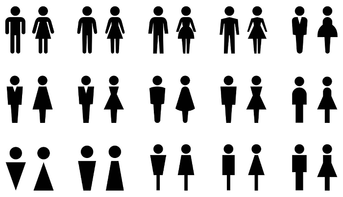 Vector illustration set of male and female toilet marks