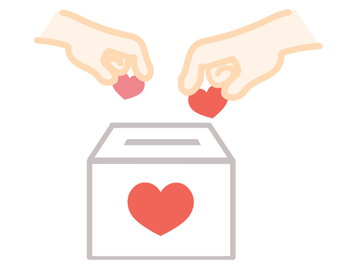 Hands to put hearts and donation box 2-3