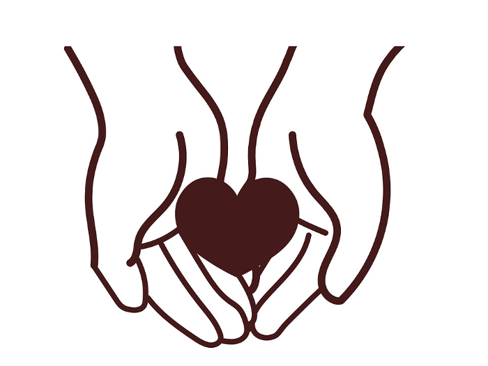 Simple illustration of two hands and a heart 1