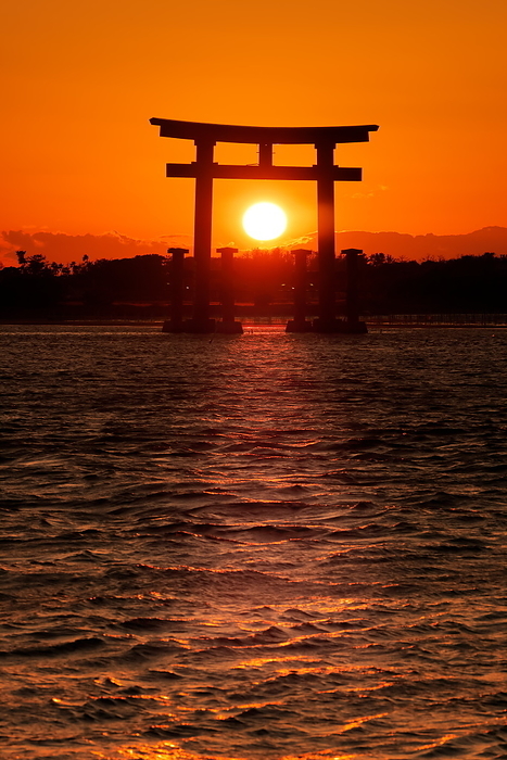 Sunset at the Torii Gate of Lake Hamana Shizuoka Pref.