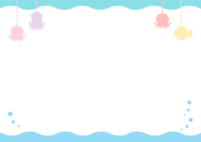 fish and hook and wave frame, image of fishing Clipart 03