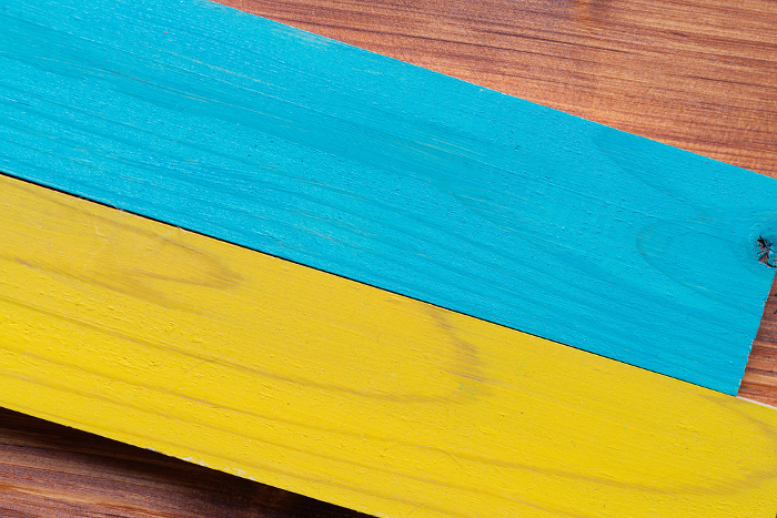 Wood painted blue and yellow