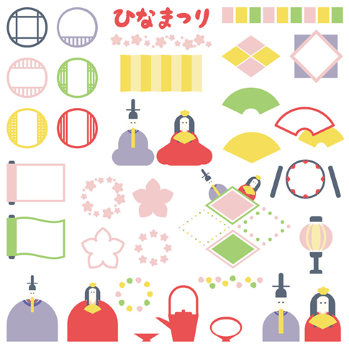 clip art set of simple hinamatsuri