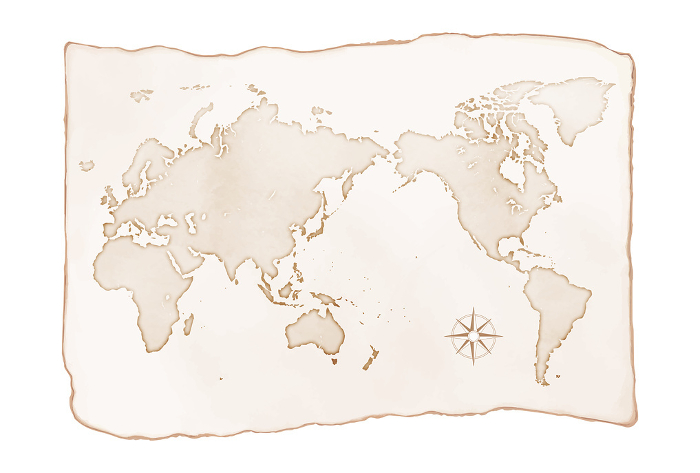 Clip art of world map in old map style