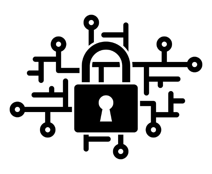 Silhouette icon of lock technology image