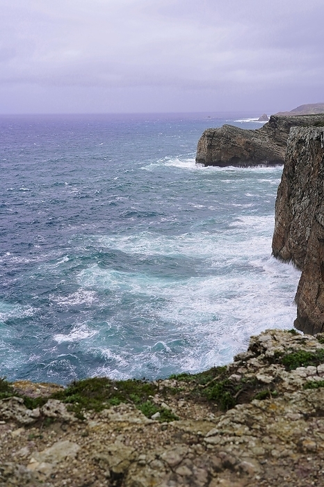 Sea cliffs along the north shore of Cape St. Vincent, Cabo de São Vicente, Algarve, Portugal, Europe, by Egon Bömsch