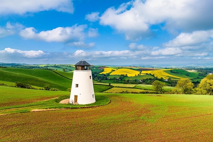 Windmill of Fields and Farms from a drone, Devon, England, United Kingdom, Europe, by Maciej Olszewski